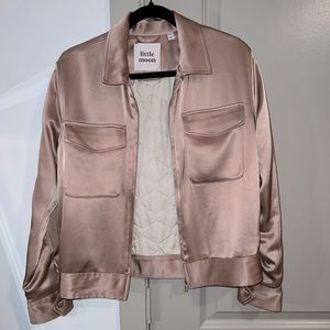 ARITZIA Little Moon satin bomber jacket in dusty rose size s